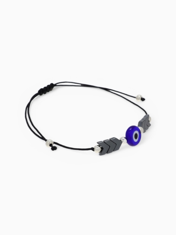 Браслет-оберег «Глазик» на нити, гематит, цвет чёрный в серебре Браслет-оберег «Глазик» на нити, гематит, цвет чёрный в серебре