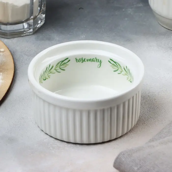 Рамекин керамический «Листья», 9.5 х 4.5 см, 200 мл, цвет белый Рамекин керамический «Листья», 9.5 х 4.5 см, 200 мл, цвет белый