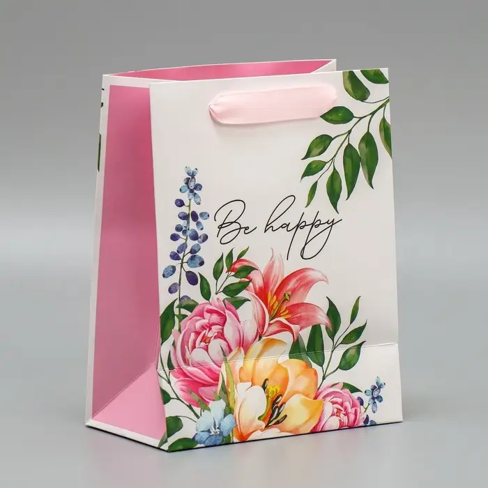 Пакет подарочный ламинированный двухсторонний, упаковка, «Будь счастлива», MS 18 х 23 х 10 см