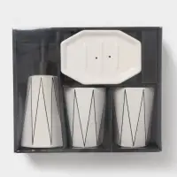 Аксессуары для ванной &laquo;Локо&raquo;, 4 предмета, дозатор для мыла 280 мл, мыльница, 2 стакана 250 мл, белые