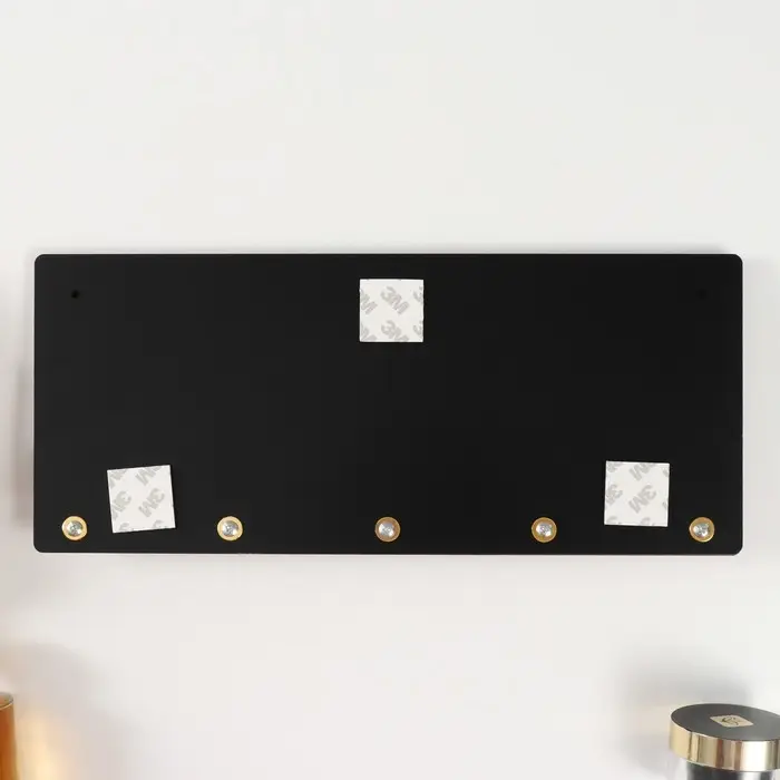 Настенные крючки декоративные &laquo;Кошка у забора&raquo;, дерево, чёрный, зеркальный, 3.1&times;34&times;14.4 см