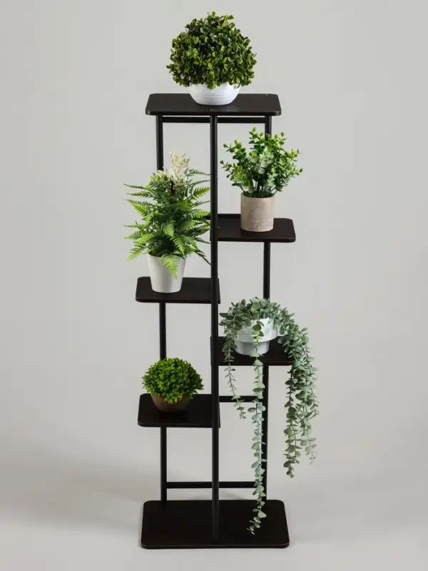 Подставка для цветов Greengo, 6 полок, 36&times;23&times;106 см, напольная, каркас металл, полки МДФ, чёрная