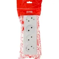 Розетка четырехместная TANGO, 16 А, 250 В, IP 20, без заземления, огнеупорный ABS-пластик, белая 109