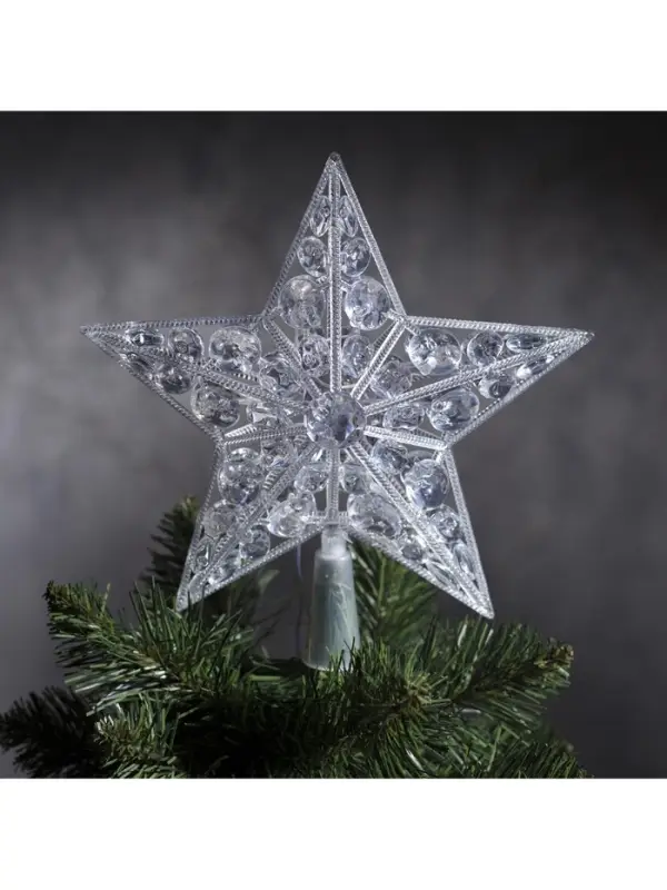 Светодиодная верхушка на ёлку &laquo;Звезда белая&raquo;, 22 см, 15 LED, 220 В, свечение мульти