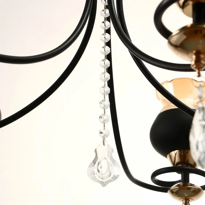 Светильник подвесной BayerLux &laquo;Лира&raquo;, люстра 5хЕ27, 40 Вт, чёрный, 60&times;60&times;85 см