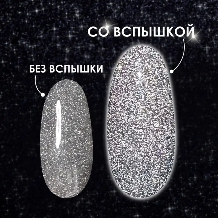 Блёстки для декора ногтей, светоотражающие, мелкие, цвет серебристый Блёстки для декора ногтей, светоотражающие, мелкие, цвет серебристый