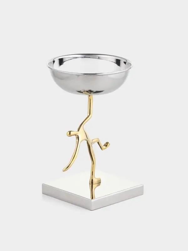 Блюдо сервировочное на подставке &laquo;Человек&raquo;, d=13 см, нержавеющая сталь, латунь