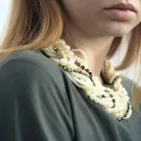 Бусы &laquo;Жгут&raquo; жемчуг, шар № 2,6,8, белые в серебре, L=45 см