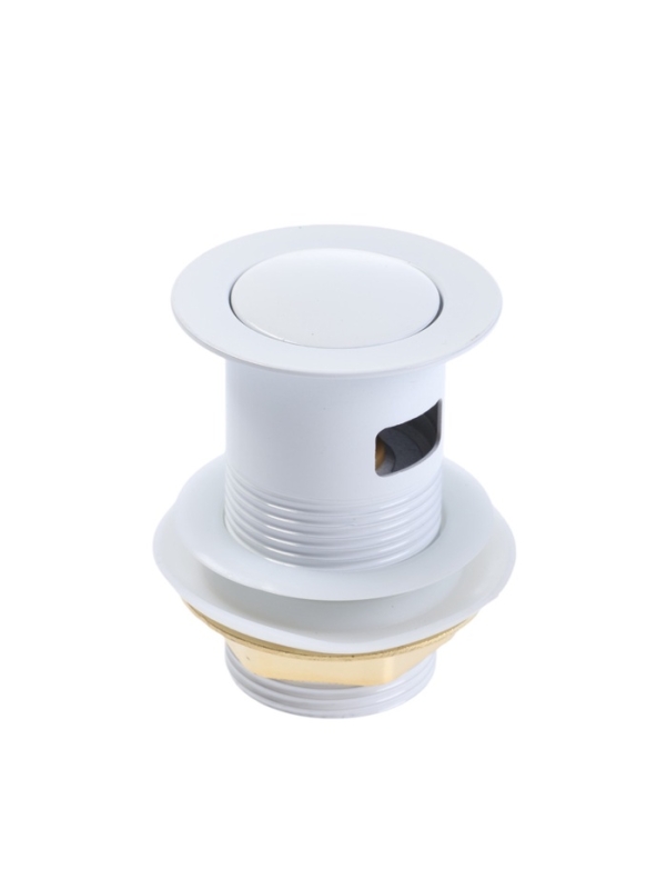 Донный клапан ZEIN engr, маленькая кнопка, с переливом, нержавеющая сталь, белый Донный клапан ZEIN engr, маленькая кнопка, с переливом, нержавеющая сталь, белый