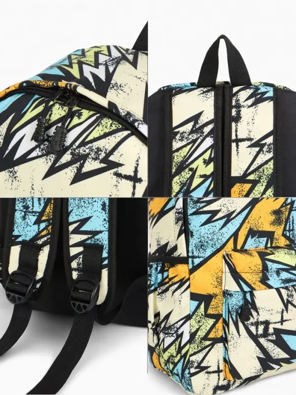 Рюкзак школьный, на молнии, три наружных кармана, 30&times;13&times;42 см, разноцветный