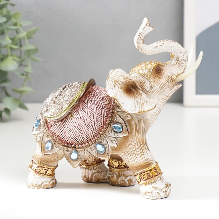 Сувенир полистоун Сувенир полистоун "Слон в попоне с сапфирами" под дерево 14х16х7,5 см