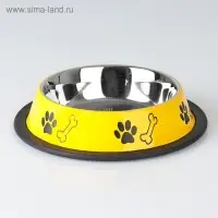 Миска с нескользящим основанием цветная с принтом, 235 мл, жёлтая