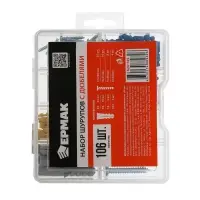 ЕРМАК Набор металлических шурупов с дюбелями на 106шт