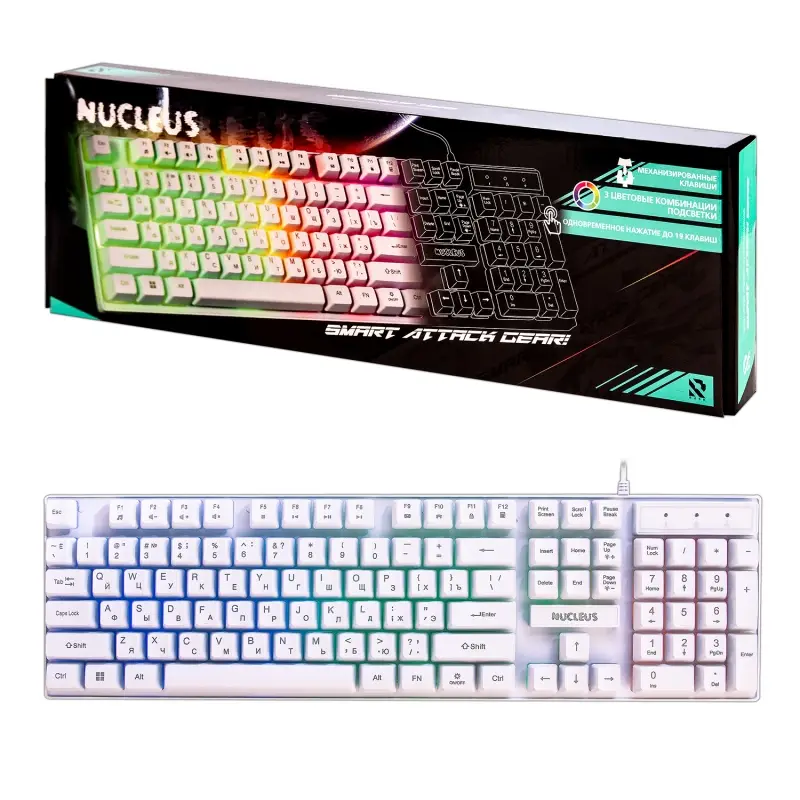 Клавиатура игровая мультимедийная Smartbuy RUSH Nucleus USB белая (SBK-320G-W)/20