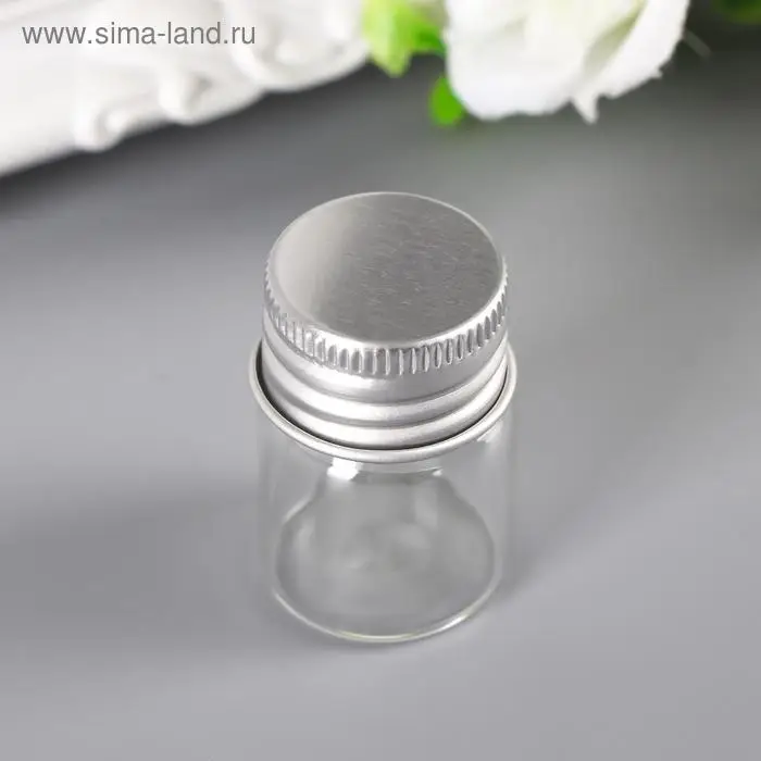 Декор для творчества стекло Декор для творчества стекло "Баночка с крышкой" серебро, 5,5 мл, 3х2,2х2,2 см