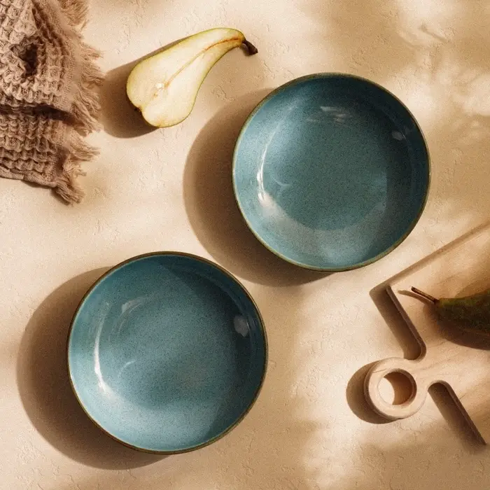 Тарелки глубокие SL Home &laquo;Аззура&raquo;, 750 мл, набор 2 шт., фарфор, бирюзовые