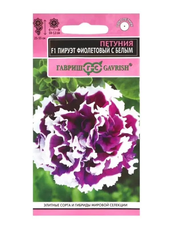 Семена Петуния &laquo;Пируэт&raquo;, фиолетовый с белым, 5 шт., &laquo;Гавриш&raquo;