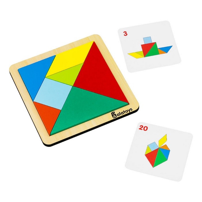 Головоломка «Танграм», 20 заданий, 7 деталей, 10 двусторонних карточек Головоломка «Танграм», 20 заданий, 7 деталей, 10 двусторонних карточек