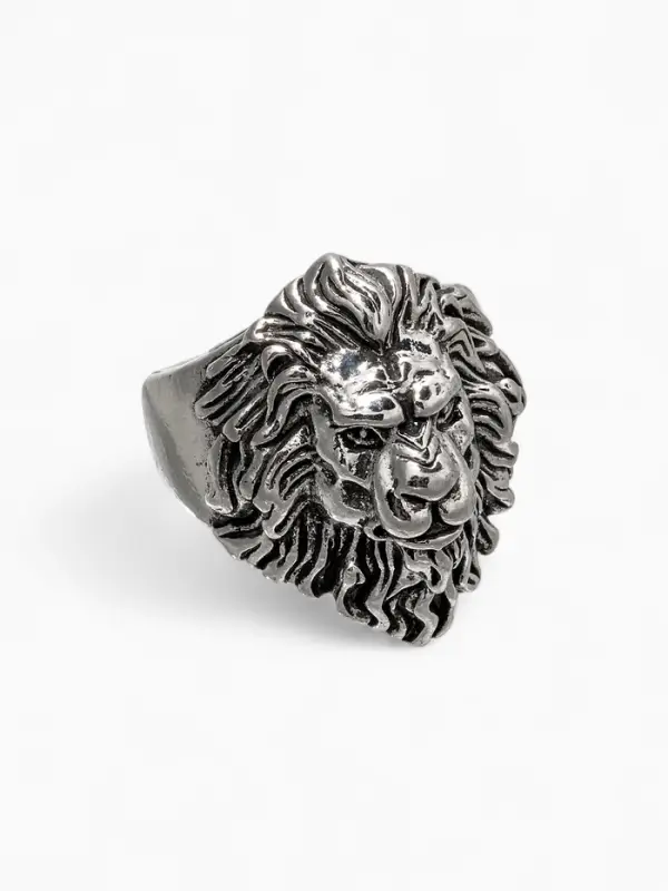 Кольцо &laquo;Перстень&raquo;, лев, цвет чернёное серебро, безразмерное