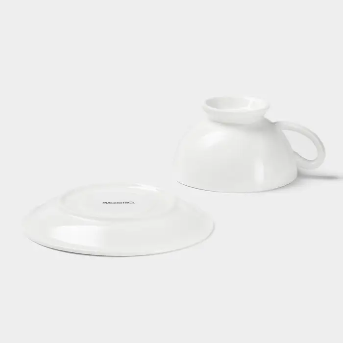 Чайная пара Magistro &laquo;Бланш&raquo;, чашка 250 мл, блюдце d=15.5 см, фарфор, белая