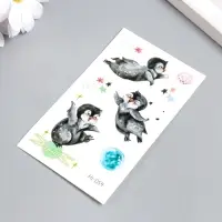 Переводная тату на тело цветная светящаяся «Енотик. Пингвины», 6×10.5 см, МИКС