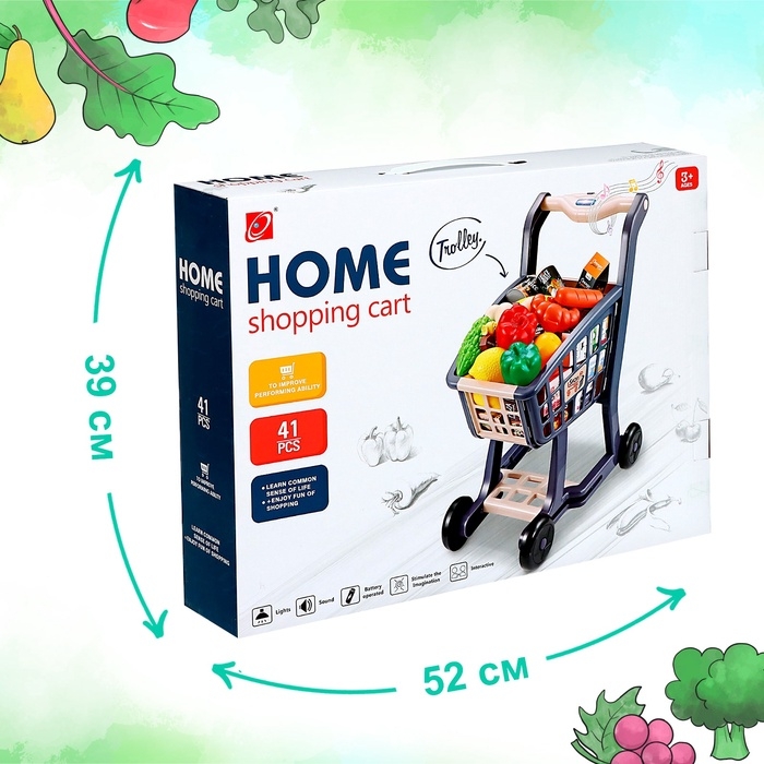 Продуктовая тележка «Шоппинг» с продуктами, 41 предметов Продуктовая тележка «Шоппинг» с продуктами, 41 предметов