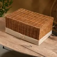 Корзинка прямоугольная с тканевым подкладом, 44×30×20 см, ротанг Корзинка прямоугольная с тканевым подкладом, 44×30×20 см, ротанг