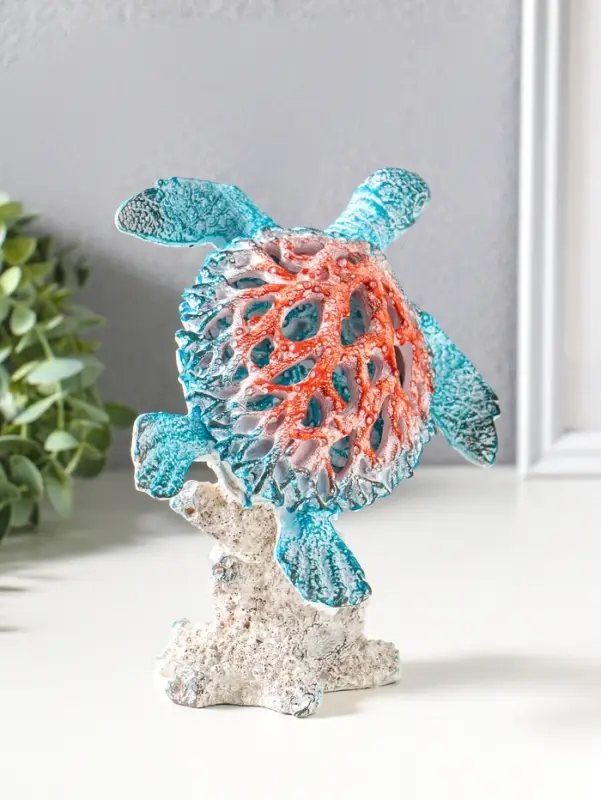 Фигурка полистоун &laquo;Коралловый риф. Черепаха на подставке&raquo;, 17.5&times;11&times;19 см