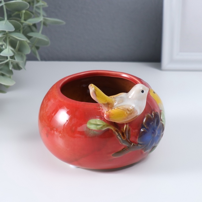 Сувенир керамика подставка Сувенир керамика подставка "Серая птичка на чаше" МИКС 11х11,5х8,5 см