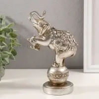Фигурка полистоун &laquo;Слон цирковой на шаре с узорами&raquo;, серебро, 11.5&times;7&times;18.5 см