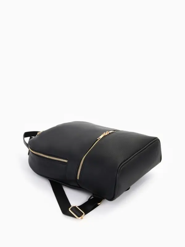 Рюкзак женский на молнии, с карманами, размер 27&times;10&times;34 см, чёрный