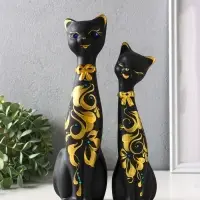 Набор фигур 2 шт. керамика &laquo;Love - коты&raquo;, со стразами, 26 см, чёрный