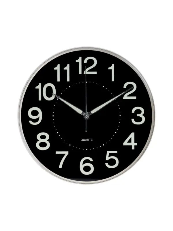 Часы настенные &laquo;Светящиеся&raquo;, интерьерные, d=25 см, плавный ход, чёрные с белым корпусом