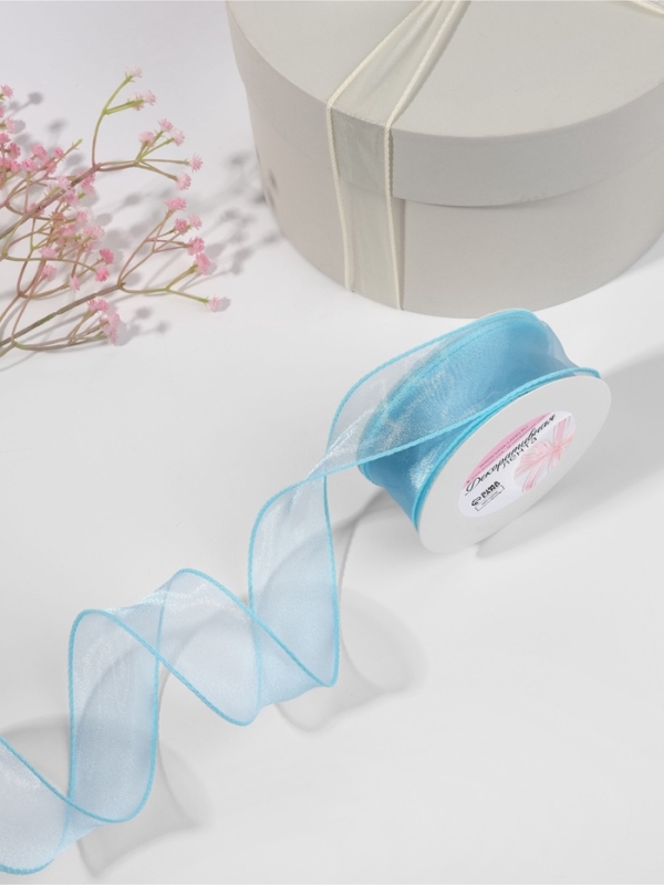 Лента капроновая «Волна», с блеском, 40 мм, 10 ± 1 м, цвет голубой №25 Лента капроновая «Волна», с блеском, 40 мм, 10 ± 1 м, цвет голубой №25