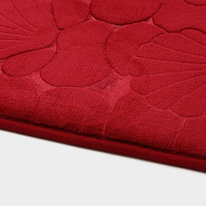 Коврики для ванной и туалета Доляна «Галька, ракушки», 2 шт: 40×50 см, 50×80 см, цвет бордовый