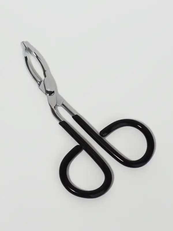 Пинцет в форме ножниц, прорезиненные ручки, 8 см, чёрный, серебристый