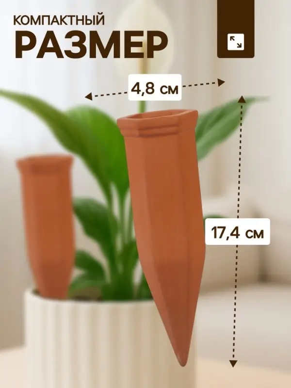 Автополив для комнатных растений &laquo;Терракот&raquo;, 17.4&times;4.8 см, керамика, набор 4 шт.