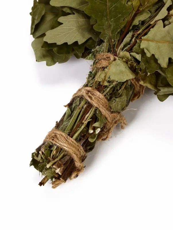 Веник для бани и сауны, дубовый, с шалфеем