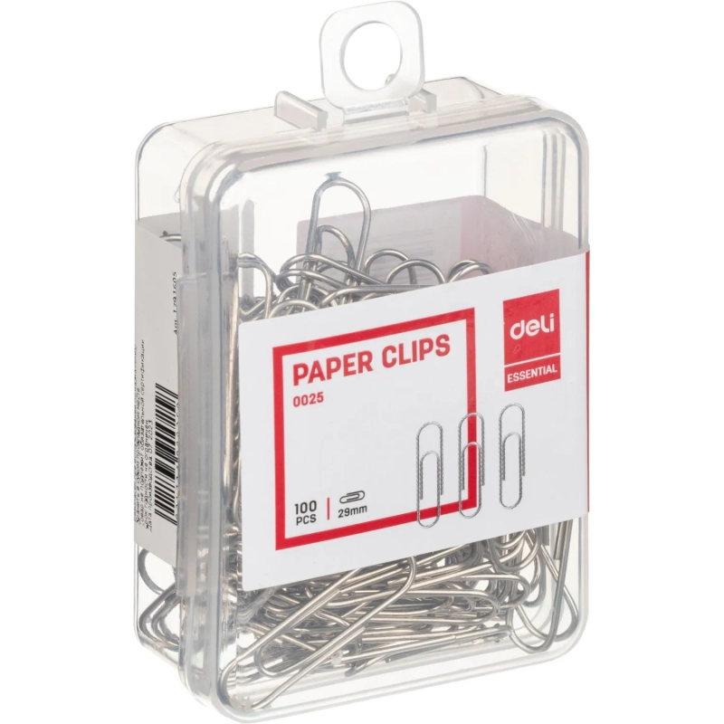 Скрепки Deli E0025 никелированные 28-29 мм (100 штук в упаковке)