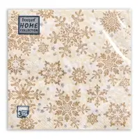 Салфетки новогодние бумажные Home Classic &laquo;Золотые снежинки на бежевом&raquo;, 3 слоя, 33&times;33 см, 20 шт.