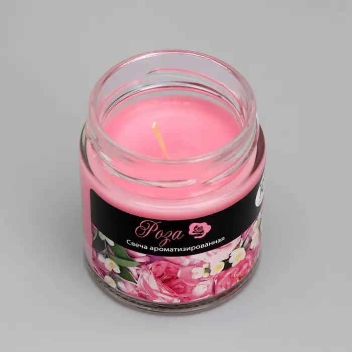Свеча в банке ароматическая Свеча в банке ароматическая "Роза", 25 ч
