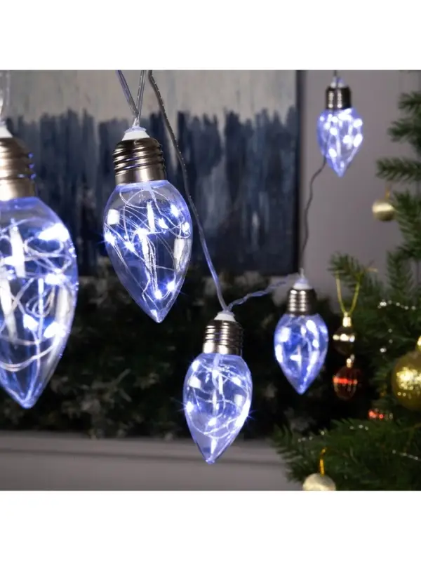 Гирлянда &laquo;Нить&raquo; 3 м с насадками &laquo;Лампочки капля&raquo;, IP20, прозрачная нить, 80 LED, свечение белое, 8 режимов, 220 В