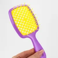 Расчёска массажная, широкая, вентилируемая, 8.5&times;20.5&plusmn;1 см, сиреневая, жёлтая