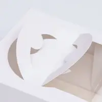 Коробка под бенто-торт с окном, белая, 16&times;16&times;12.5 см