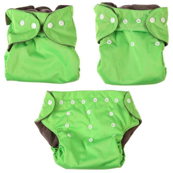 Многоразовый подгузник, угольно-бамбуковая ткань, 3-15 кг, цвет зеленый, Крошка Я