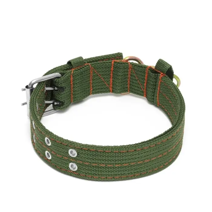 Ошейник, 65&times;4 см, ОШ 54-60 см, четырёхслойный с вертлюгом, полиэстер, зелёный