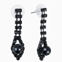 Набор 2 предмета: серьги, колье &laquo;Вернисаж&raquo;, шарики, чёрный, 30 см