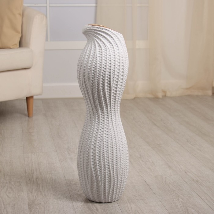 Керамическая ваза для цветов, сухоцветов «Дуайт», напольная, 60 см, белый Керамическая ваза для цветов, сухоцветов «Дуайт», напольная, 60 см, белый