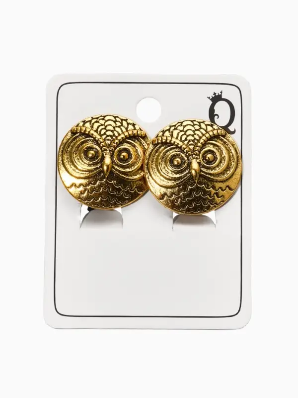 Серьги клипсы для ушей QF &laquo;Сова&raquo;, цвет чернёное золото