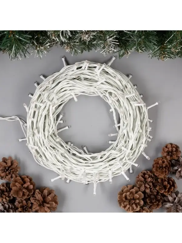 Гирлянда &laquo;Нить&raquo; 20 м, IP44, белая нить, 200 LED, свечение тёплое белое, 8 режимов, 220 В